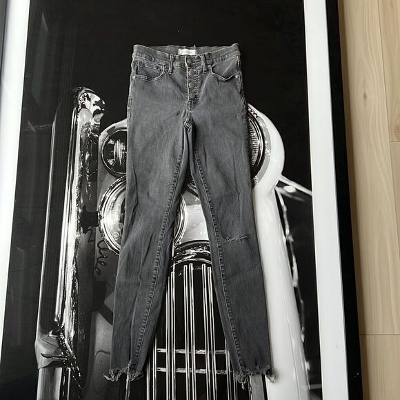 Womens MADEWELL 9" Eco Mid-Rise Button Front Skinny Jean 28 Tall Black Jean - Picture 2 of 7